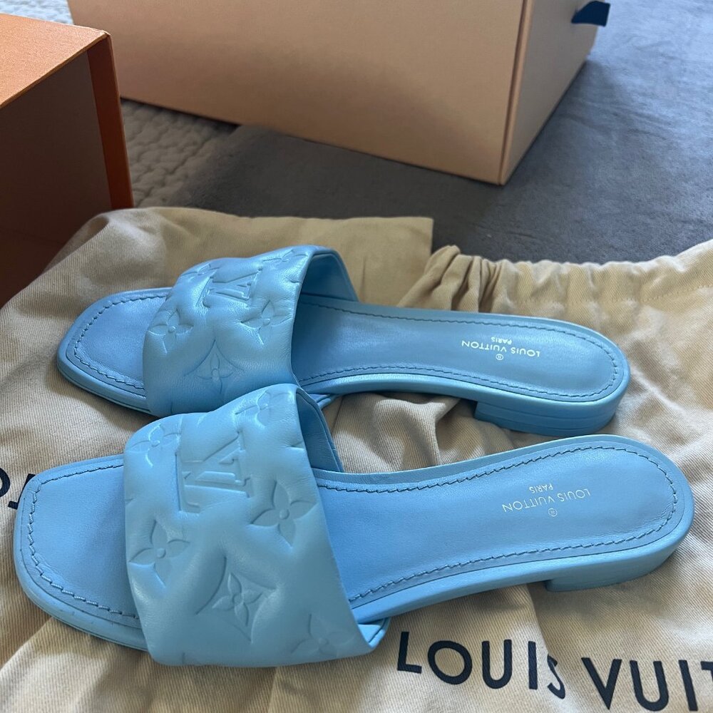 Genuine Louis Vuitton Blue Revival Flat Mule